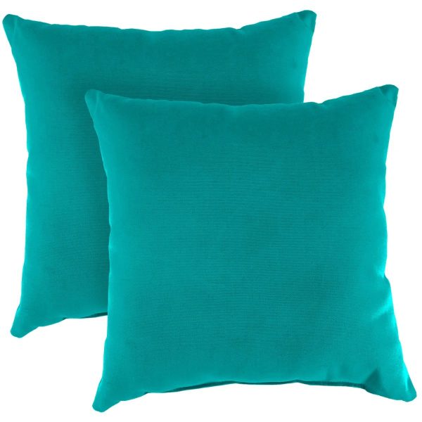 Set of 2 Sunbrella Outdoor Throw Pillows in Aruba Aqua with Waterproof Fabric.